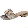 Nouvelles Pantoufles Plates Mode à Talon Épais pour Dames Strass Chaussures Femmes Confort Été Bout Ouvert