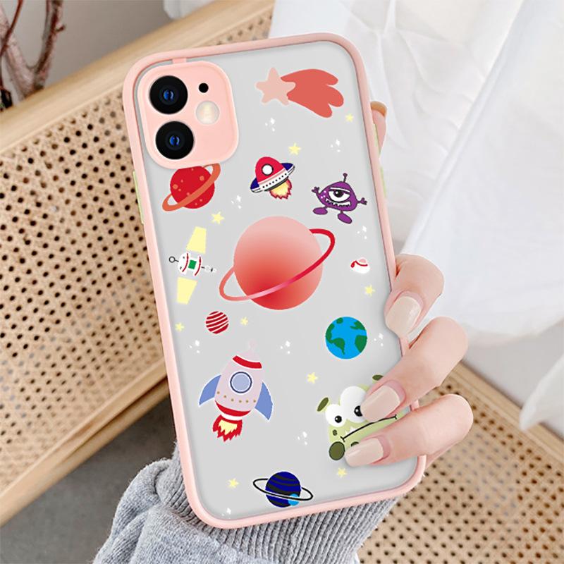 Silicone cartoon cute applicable Apple 14pro max painted 12pro mobile phone case TPU frame 12 protective case