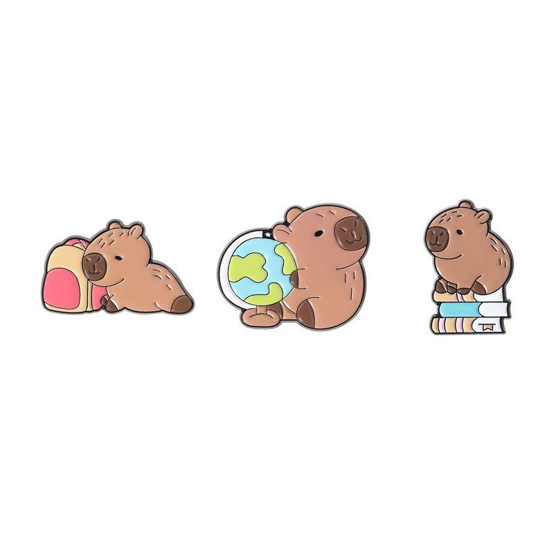 2-9pcs/set Cute Capybara Enamel Pins Creative Cartoon Animal Brooch Lapel Badge Funny Jewelry Accessories Gifts For Kids Friends