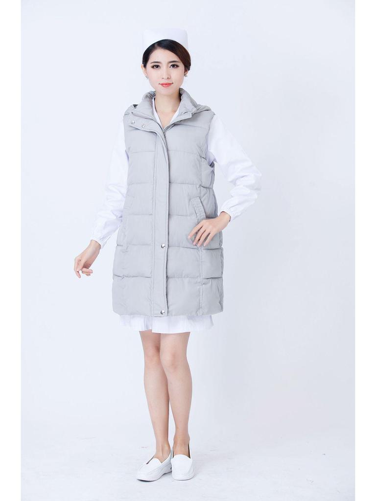 Women's Long Cotton-Padded Emergency Vest for Medical Staff