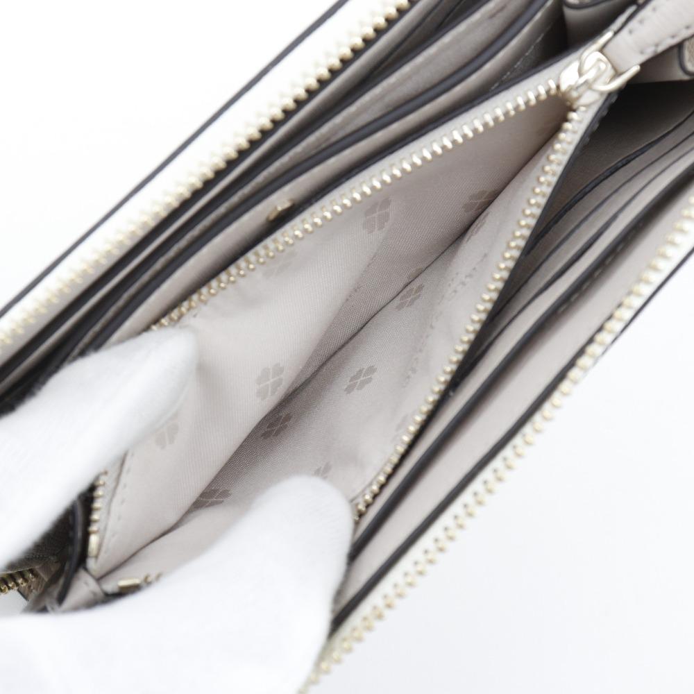 Kate Spade Reißverschluss-Geldbörse PWR00281 Spencer Bicolor Weiß / beiges Leder Damen Gebraucht