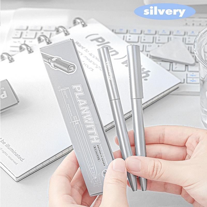 Planwith Rotating Metal Pen 0.5mm Aluminum Alloy Ballpoint Gel Pen 180° Anti-Roll Design Smooth Writing Office School Supplies