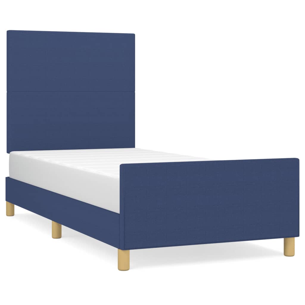 Bed Frame without Mattress Blue 90 x 190 cm Fabric