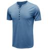 Herren Henley-Kragen Kurzarm Einfarbig Slim Fit Knopfleiste Lässiges Basic T-Shirt