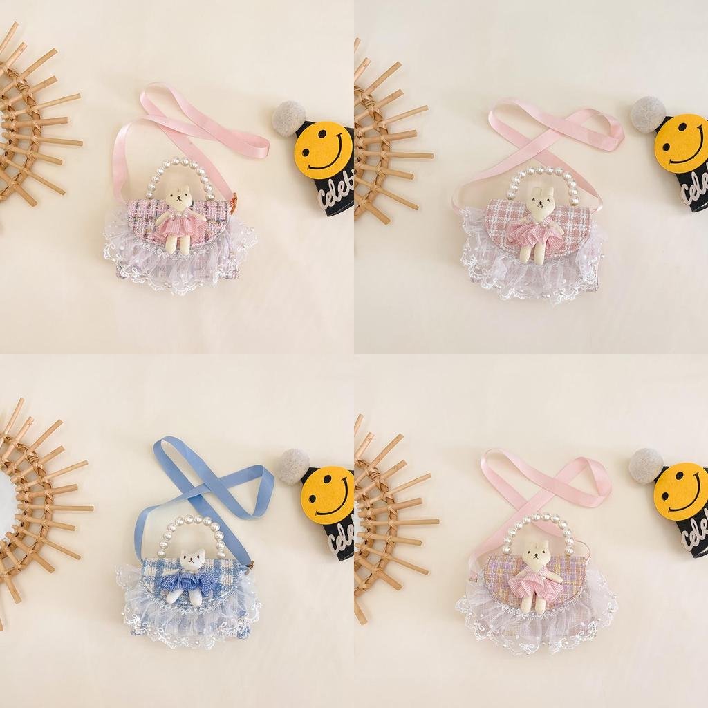 Trendy Korean Style Cute Children's Mini Shoulder Bag With Pearl Elements And Fashionable Design
