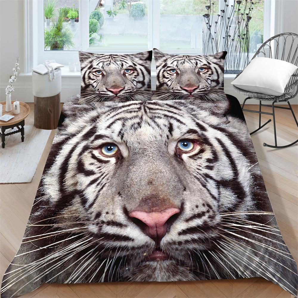 3D Bedding Set Tiger Print Quilt Cover Soft Breathable Comfortable Comforter Duvet Covers Pillowcase  Polyester
