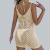 Women's Fashion Beach Solid Color Loose Beach Dress Patchwork Hollow Cover Up