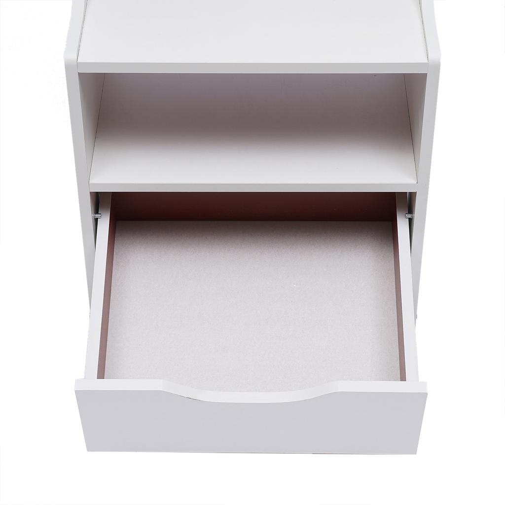 Wood End Table with Storage Shelf Drawer Nightstand Side Table Cabinet Bedside Furniture for, Bedroom, Living Room, Home White