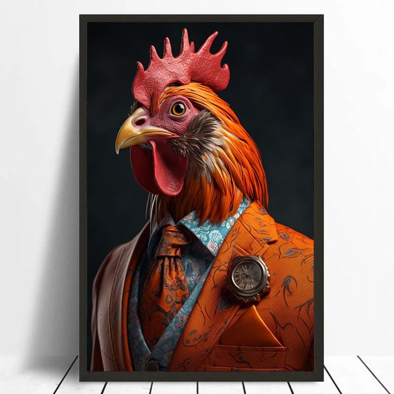 Businessman Animals Suit Style Art Canvas Painting Fashion Style Animals Mural Wall Art Posters Pictures for Living Room Decor