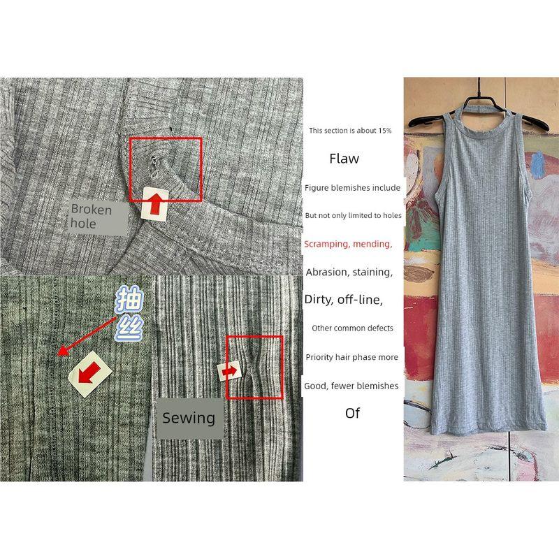 

Foreign Trade Original Order Rev * Iew Close-Fitting Series Elastic Rib Soft and Comfortable Vest Dress Gray-Stripe Gray XL