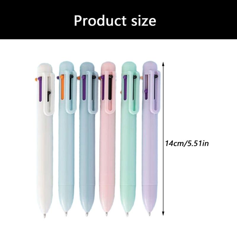 6 Stück 6 in 1 Schreibstift Einziehbarer Kugelschreiber 6 Farben Mehrfarbstift zum Journaling Kritzeln Schulmaterial