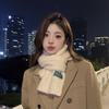 Solid color wool scarf women's winter new high-end sense thickened warm scarf neck protection student versatile