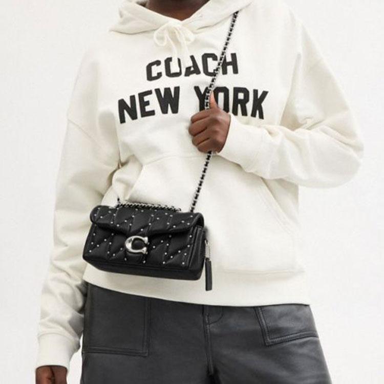Coach Tabby 20 Studded Design Push Lock Closure Lambskin Leather Crossbody Shoulder Bag Small Women Bags Black CY813-LHBLK