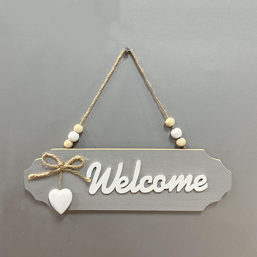 Nordic Wooden Welcome Door Sign with Bow - Entrance Home Decoration