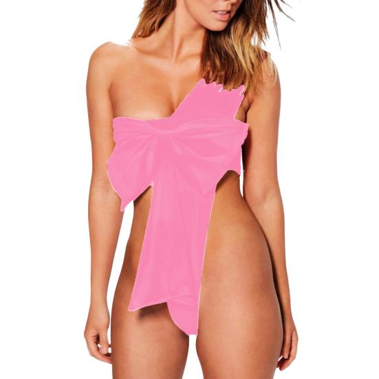 Christmas Bow Underwear Sexy Santa Claus Costume Big Bow Velvet Bodysuit Valentine's
