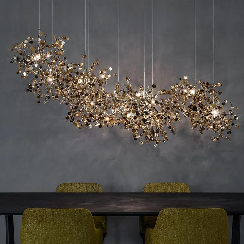 Modern Restaurant Chandelier Stainless Steel Lighting Fixtures Luxury LED Chandelier Coffee Shop Decoration Home Appliance