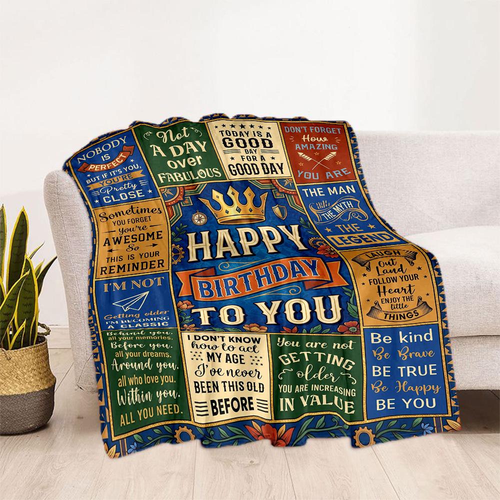 Happy Birthday Inspirational Quotes Flannel Blanket-Soft and Suitable for Sofas,Beds,Offices,Travel,All Seasons,Great Gift for Holidays and Birthdays.