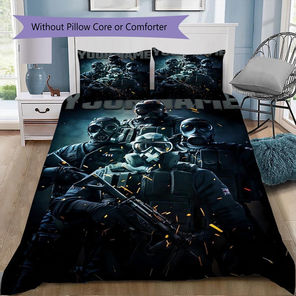 Custom Name Tom Clancy's Rainbow Bedding,Quilt Set Quilt Cover Pillowcase Home Birthday Gift(1 * Duvet Cover + 2 * Pillowcase, Without Core)_xia