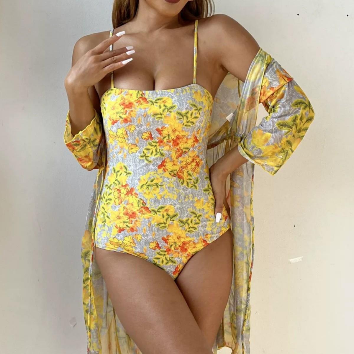 TS JYL-BK299 Solid Cover Up Swimsuit, Vacation Style Beach Dress Set S