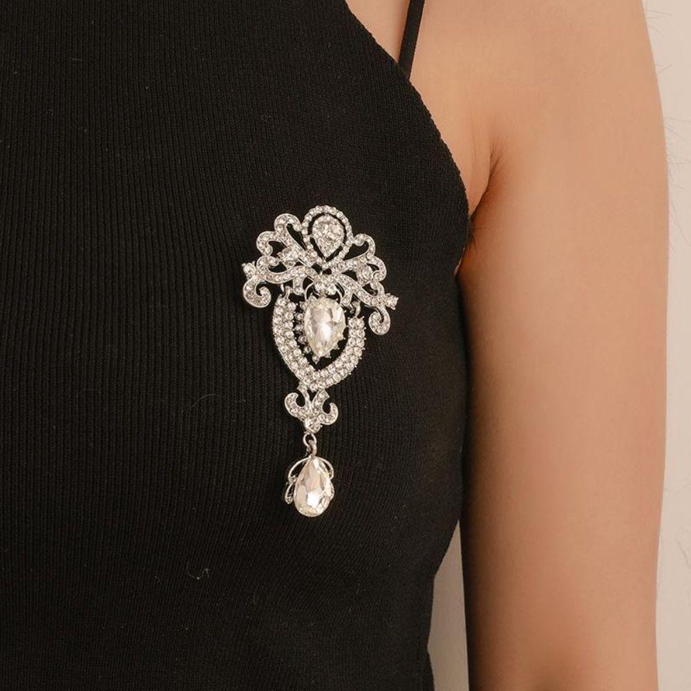 Teardrop Shape Crystal Brooch Luxury Crystal Brooch Pins  Dress Suit Accessories