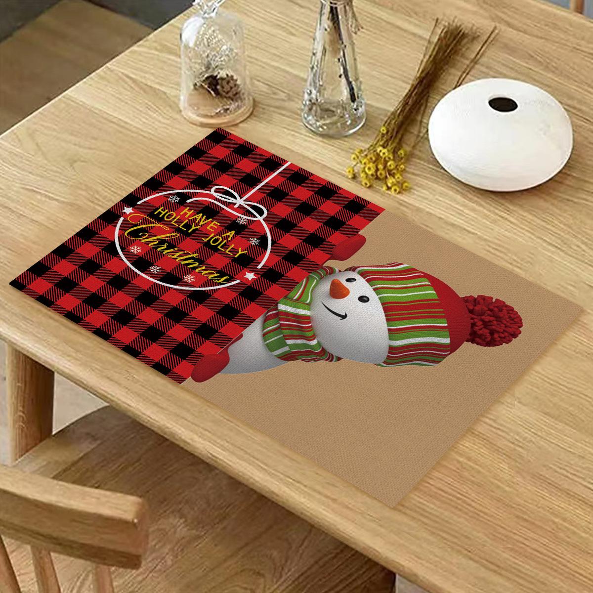 

Рождественский снеговик Лось водонепроницаемый настольный коврик домашний обеденный стол западный пищевой изоляционный коврик украшение для вечеринки 2