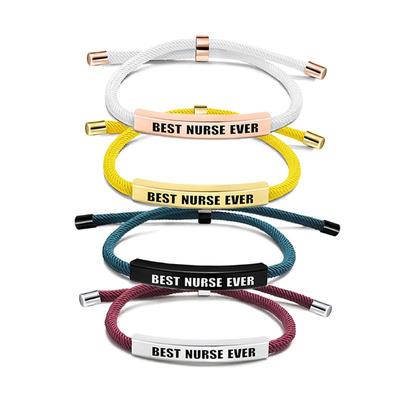 Multi-Color Engraved Stainless Steel Rope Bracelet: Nurse's Day Commemorative Christmas Gift