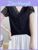 Summer Slim Fit T Shirt With Lace Paneling Polyester Fabric For Office Wear For Women