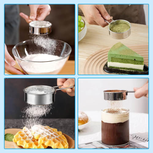 Doyime Flour Sifter, Flour Sifting Spoon, Stainless Steel Sugar Sifter with Fine Mesh, Dishwasher Safe, Handle, for Grains, Sugar, Tea Powder, Flour,
