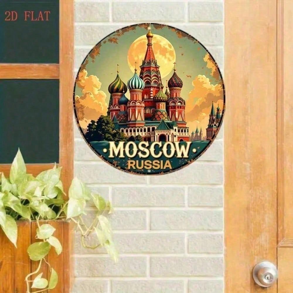Moscow Kremlin St Basil Cathedral Metal Tin Sign Waterproof Wall Art Home Decor Plaque