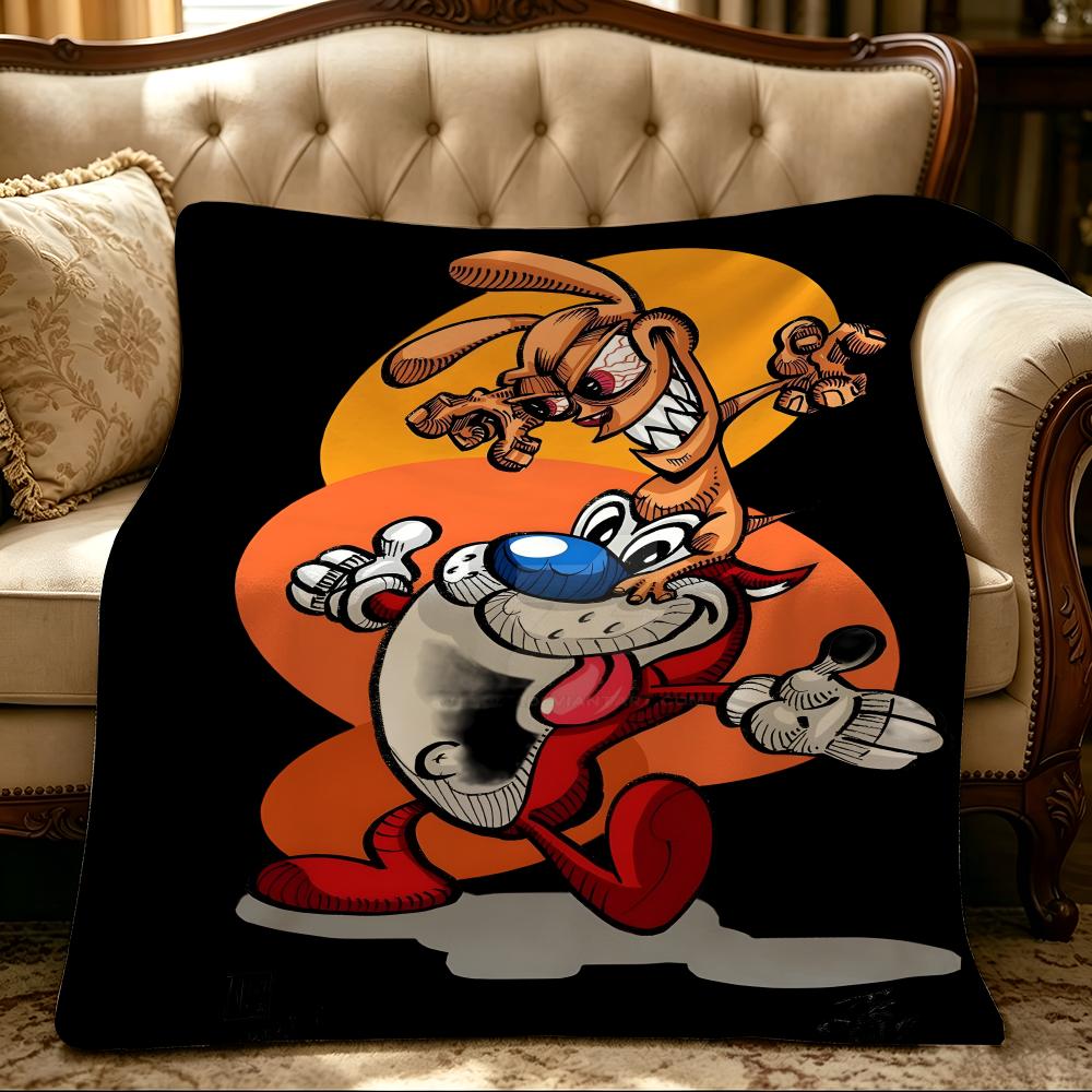 Cartoon T-The Ren and Stimpy Show-w Gooi Dik Comfort Flanellen Dekbed, Multi-scène Gebruik Binnen Buiten Dagelijkse Dut