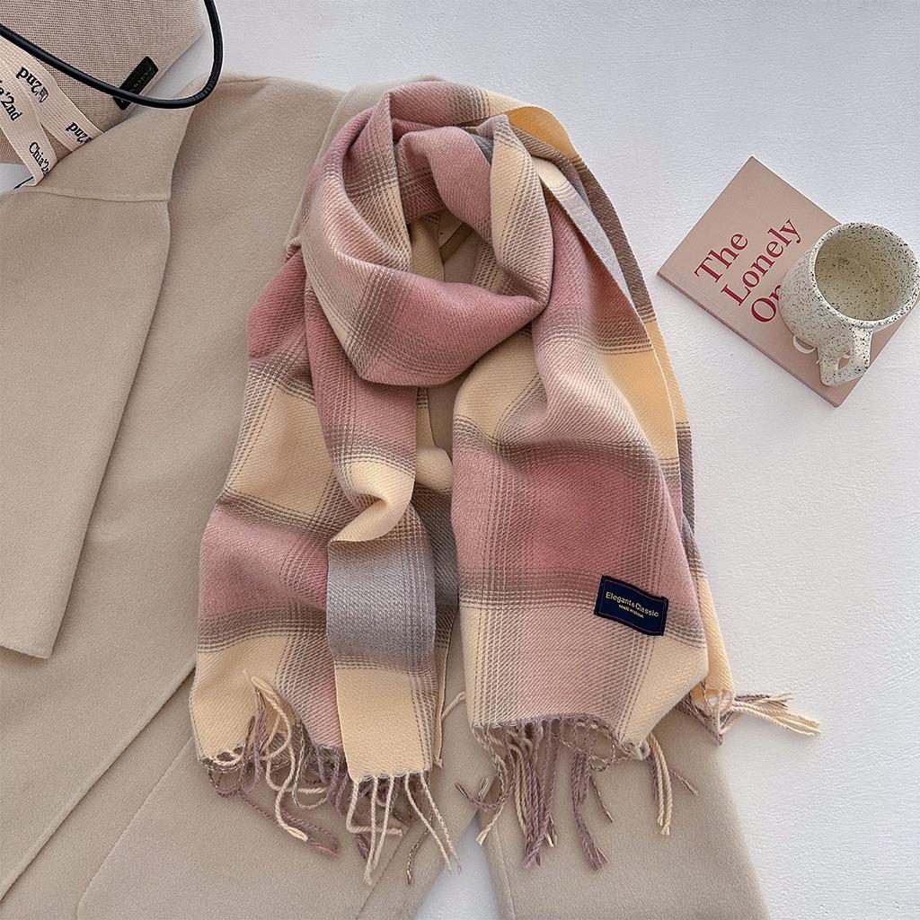 100 Color Autumn Winter Classic Plaid Scarf Women Cashmere Tassels Scarves Thickened Warm Shawl Windproof Pashmina Neckerchief