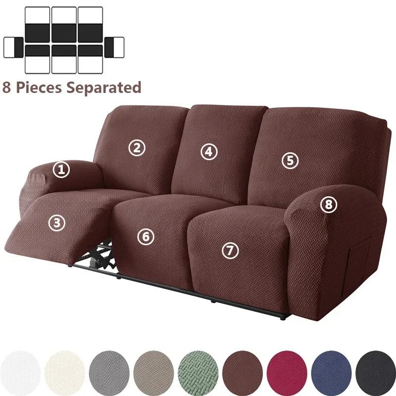 1 2 3 Seater Recliner Sofa Cover Stretch Spandex Armchair Covers Solid Color Couch Slipcovers For Living Room