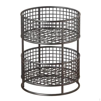 Mesh Metal Fruit Basket for Onions, Ginger, Garlic, Double Layer, Countertop Organizer Living