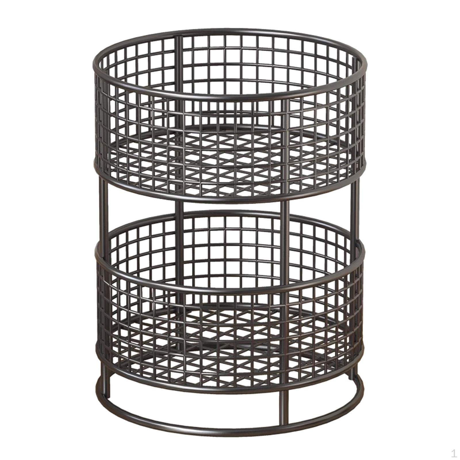 

Mesh Metal Fruit Basket for Onions, Ginger, Garlic, Double Layer, Countertop Organizer Living чорний