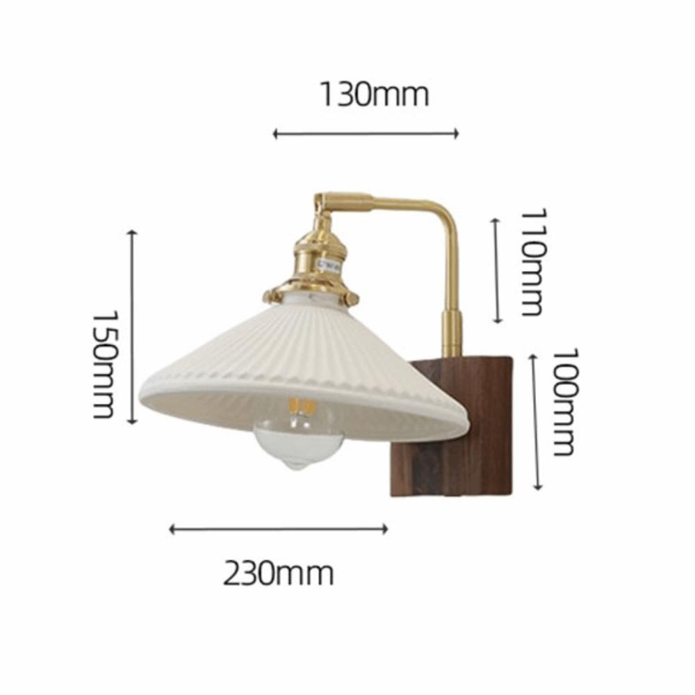Modern Luxury Retro Wooden Wall Lamp Vintage Walnut Nordic Glass Wall Sconce Glass/Ceramic Lampshade Atmosphere Lighting