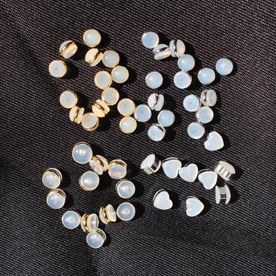 Real Gold Electroplated Gold Edge Silicone Transparent Burger Love Ear Plug Non-Slip Earrings Rear Plug Cover Copper Ring Earrings Buckle Back Cap