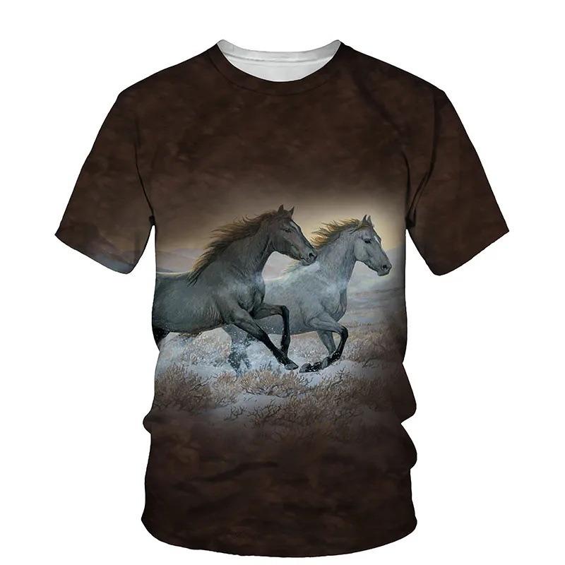 Men's Horse 3D Print T-shirt Short Sleeve Crew Neck Tee Men's Clothing Summer Outdoor Sportswear Casual T Shirts