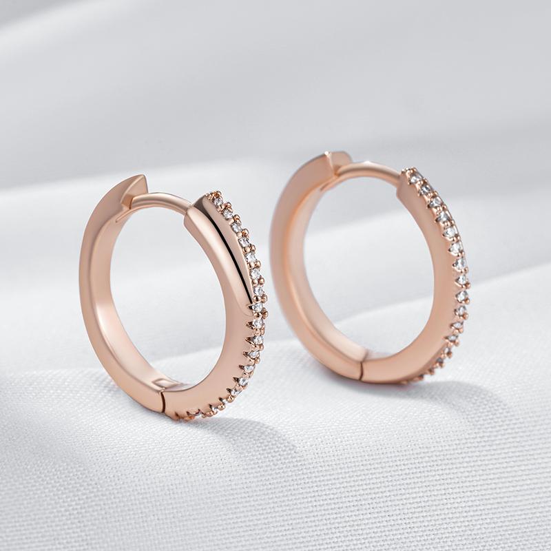 Einfaches Design Vollständig Natürlicher Zirkon Creolen Für Frauen Mode Roségold Farbe Hohe Qualität Täglicher Feinschmuck