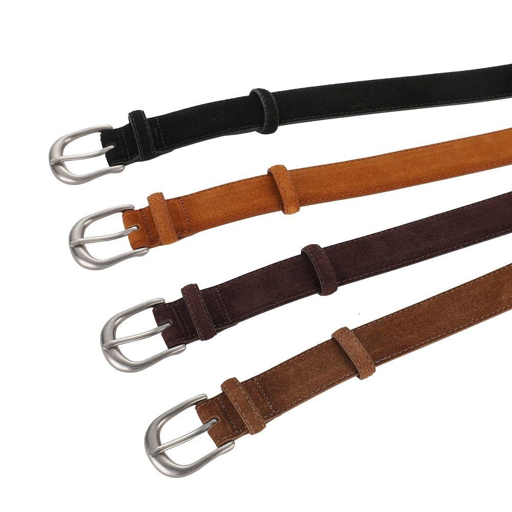 Luxury Design Suede Leather Belt Casual Business Waist Strap Retro Pin Buckle Waistband Gifts