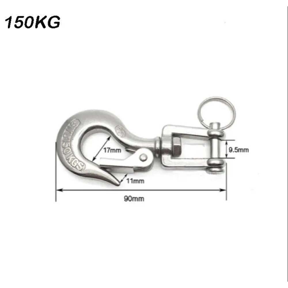 

Серебристый Подъемник цепной из нержавеющей стали 304 с рым-болтом, поворотным крюком для груза, скобой и поворотным карабином, грузоподъемность Сверхмощный