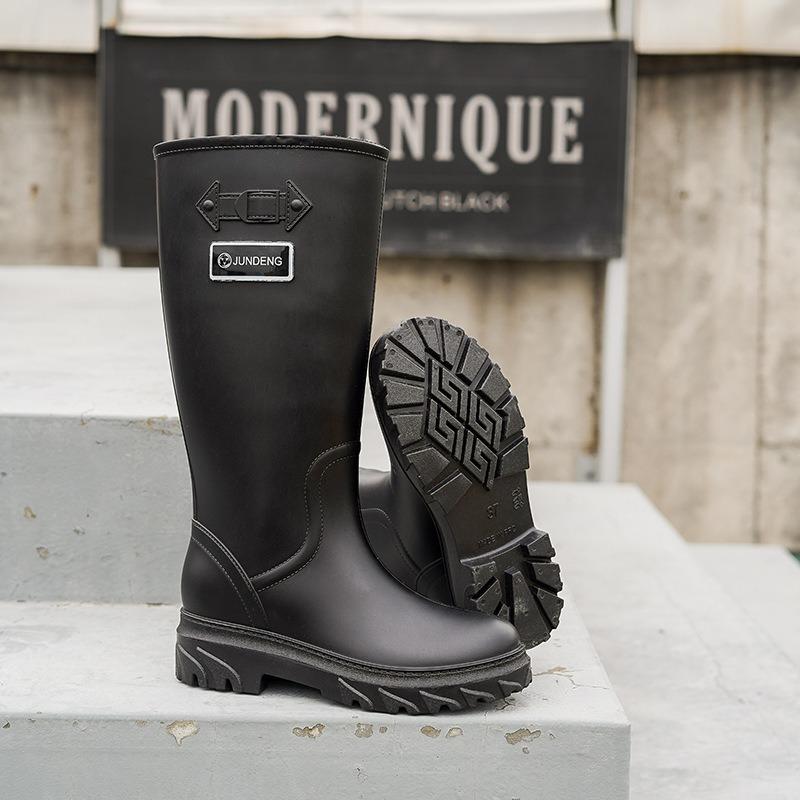 Fashion extra high wading women's boots long tube rubber shoes over the knee women's rain boots powder water boots dazzling black women