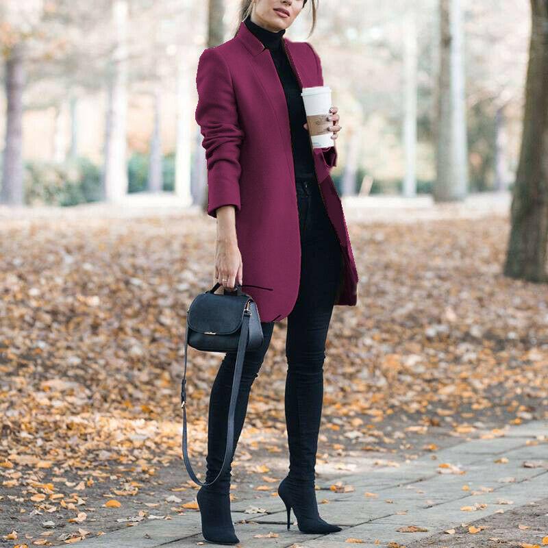 

2025 Autumn/Winter European American Fashion Stand Collar Solid Color Wool Coat 4XL