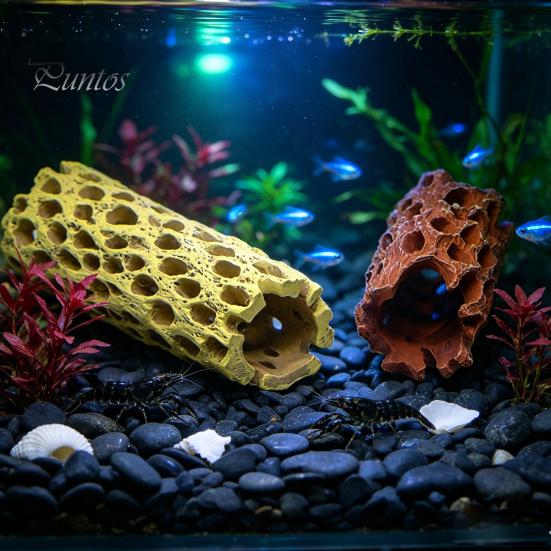 Safe Fish Tank Cave Aquarium Shrimp Cave, Artificial Tree Trunk Hide, Easy Clean Decor Hideout, Realistic for Betta Hiding And Resting Natural