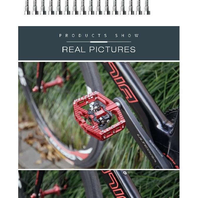 CXWXC 2 In 1 SPD Bicycle Self-Locking Pedal/Flat Bike Pedal for MTB/Road Aluminum Anti-slip 3 Sealed Bearing Bike Lock Pedal