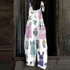 Women's Jumpsuit Christmas Print Casual Loose Vintage Shoulder Strap Cotton Linen