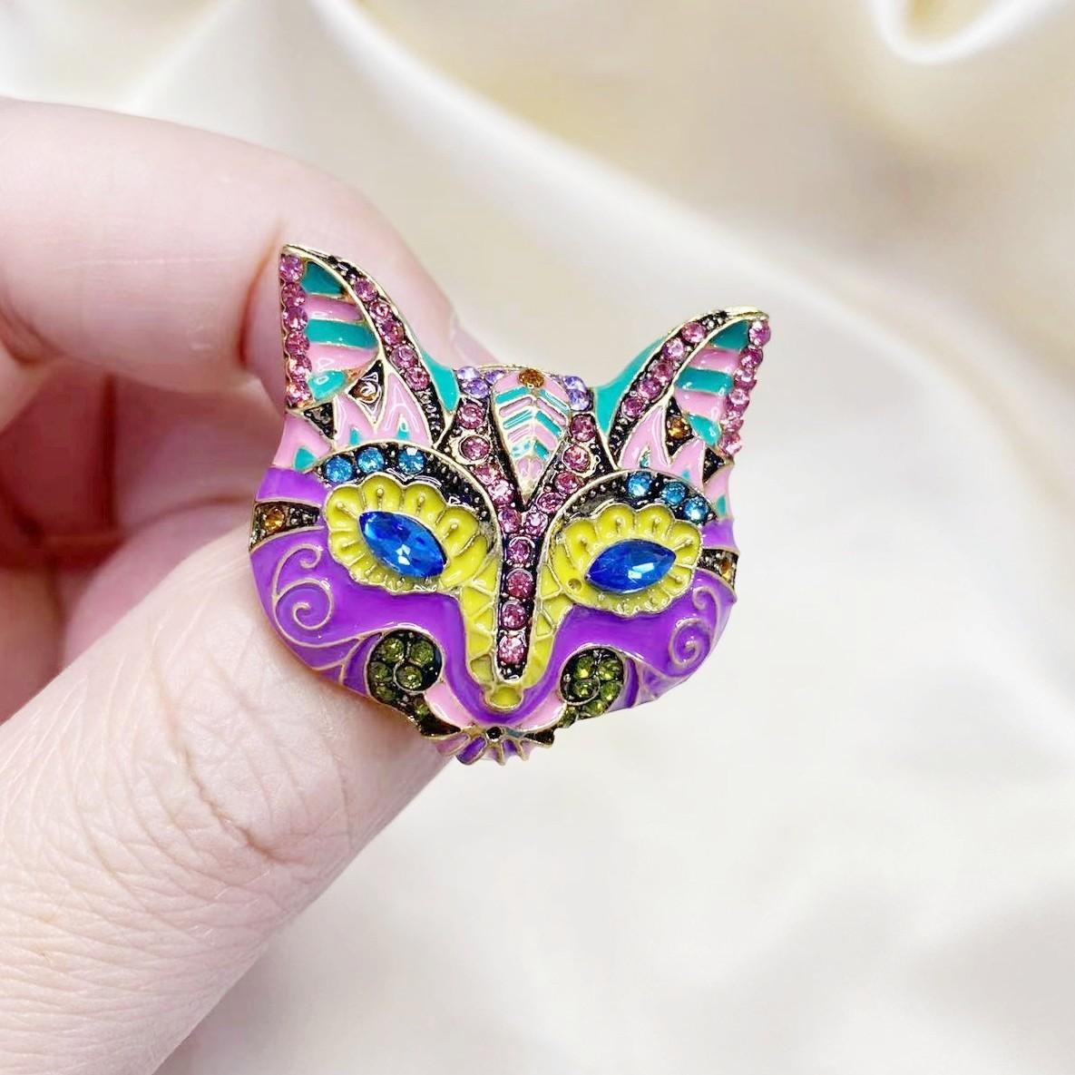 

Винтажная эмалевая брошь-маска лисы винтажная женская булавка для корсажа модные аксессуары для одежды фиолетовый