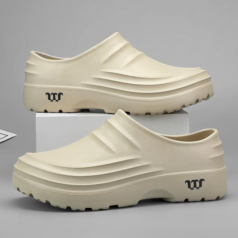 

Обувь для мужчин по страхованию труда, повседневная, водонепроницаемая, маслостойкая, на толстой подошве, для шеф-повара, рабочая обувь, мужская и женская обувь 45 бежевый