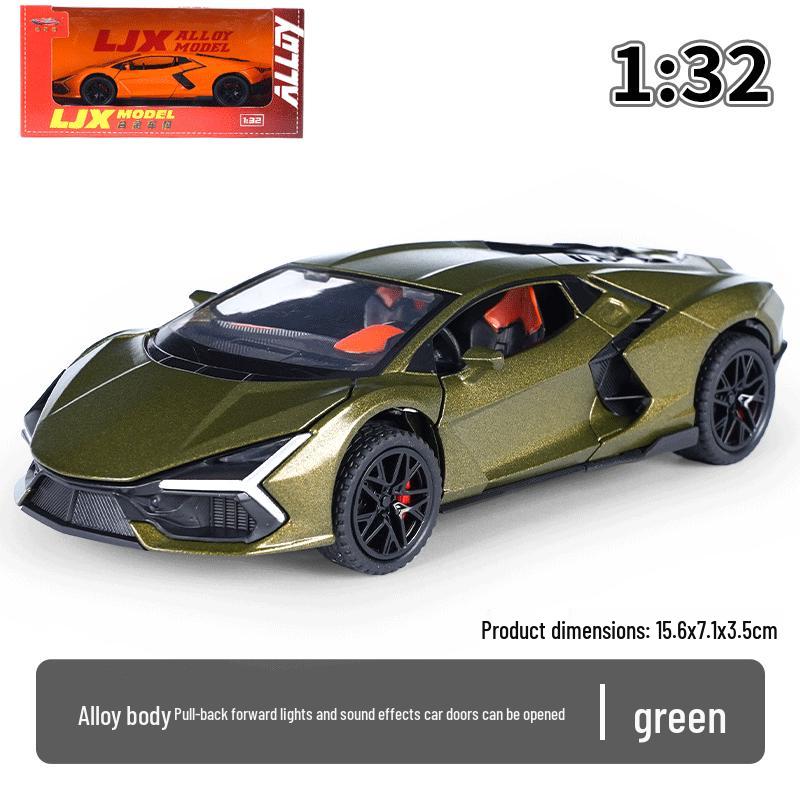 1:32 Lamborghini Revuelto Sports Car Model - Alloy, Scissor Doors, Sound & Light, Pull-back Simulation.