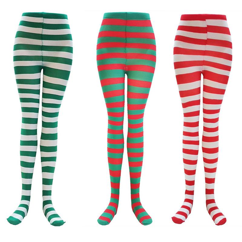 Pantimedias a rayas estilo gótico Punk para mujer, medias largas de arco iris, medias elásticas ajustadas de cintura alta para Halloween y Navidad