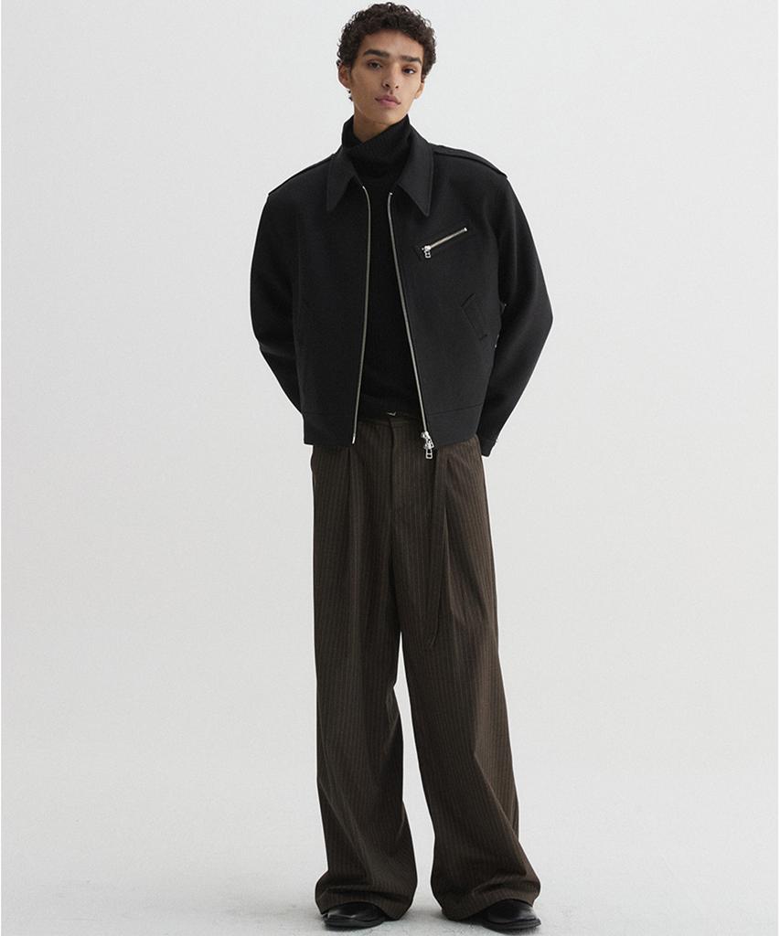 DNSR Cinched Stripe Slacks Brown